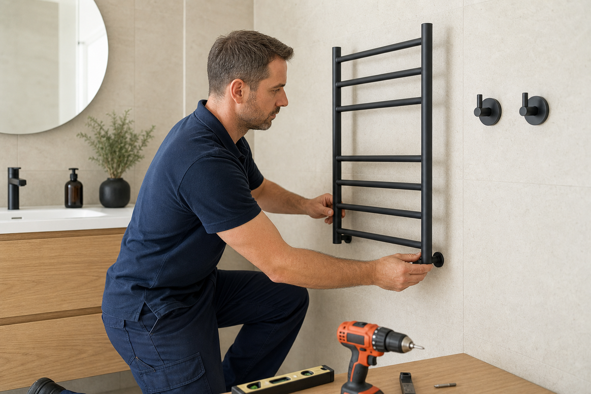Instalación de un accesorio de pared en un baño